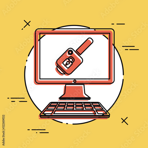 Computer key - Vector flat icon