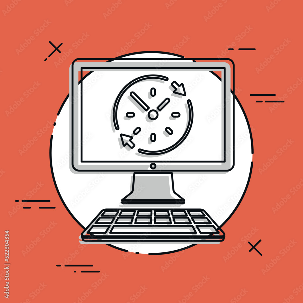 Full time web service - Vector flat icon Full time web service - Vector flat icon