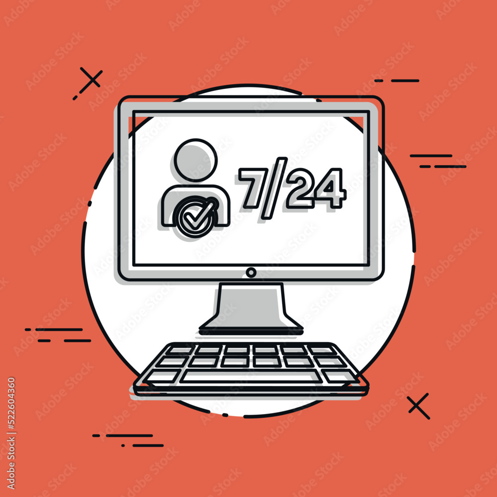 Individual full time services 7/24 - Vector flat icon Individual full time services 7/24 - Vector flat icon