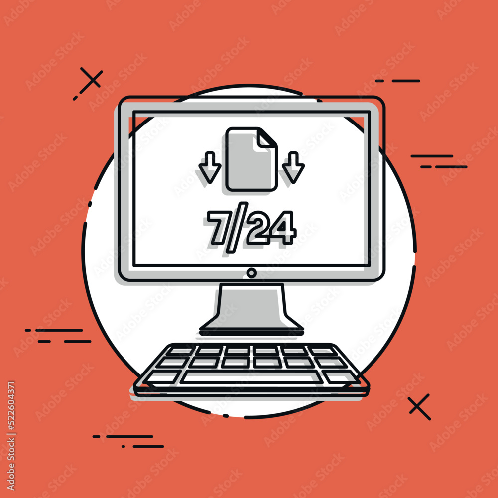 File transfer 7/24 - Vector flat icon File transfer 7/24 - Vector flat icon