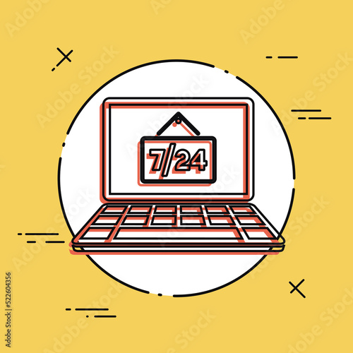 E-commerce store 7/24 - Vector flat icon