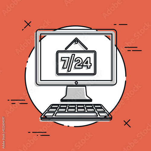 E-commerce store 7/24 - Vector flat icon