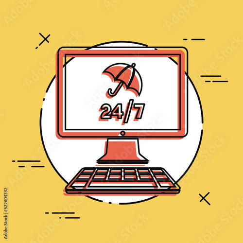 Full computer protection - Vector flat icon