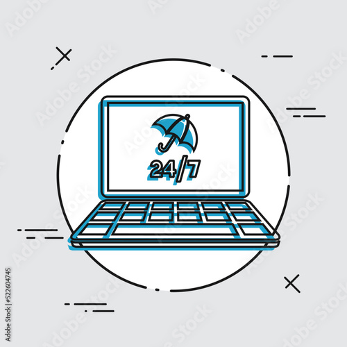 Full computer protection - Vector flat icon