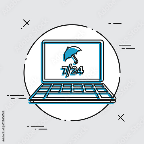 Full computer protection - Vector flat icon
