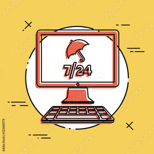 Full computer protection - Vector flat icon