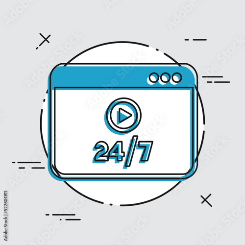 Multimedia service online 24/7 - Vector flat icon