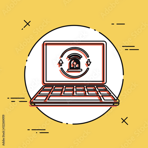 Computer alarm security - Vector flat icon