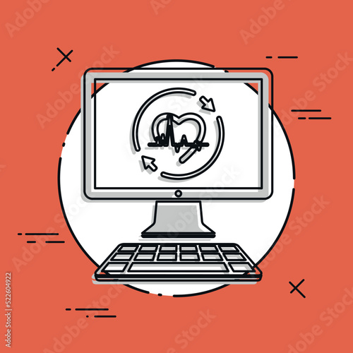 Medical full assistance online - Vector flat icon