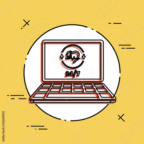 Online medical services 24/7 - Vector flat icon
