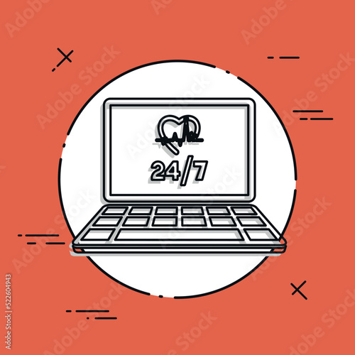 Online medical services 24/7 - Vector flat icon