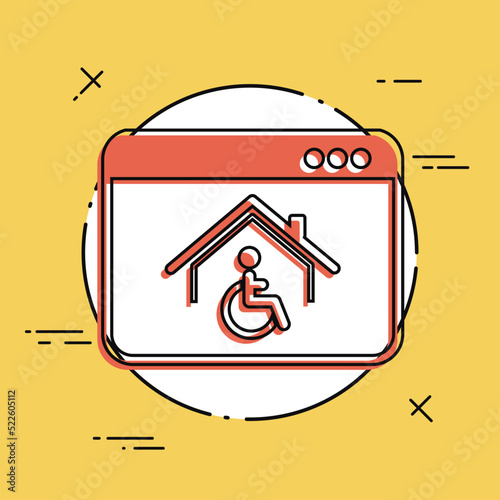 Housing online services for disabled - Vector flat icon