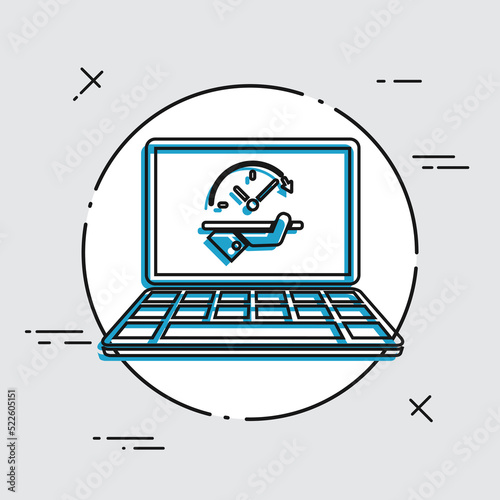 High speed performances computer online - Vector flat icon