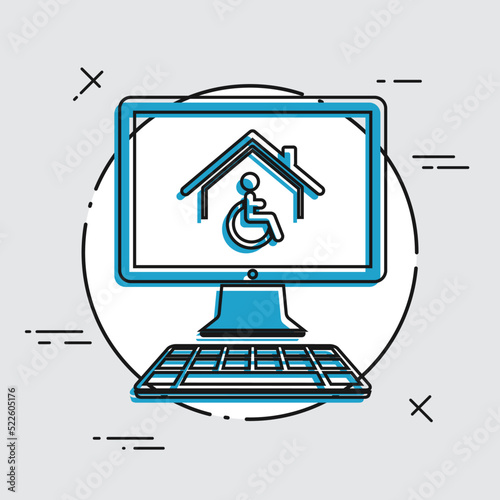 Housing online services for disabled - Vector flat icon