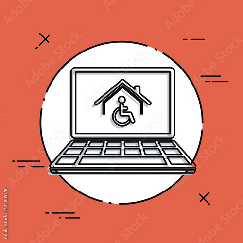 Housing online services for disabled - Vector flat icon