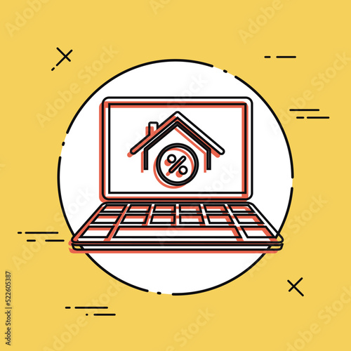 Evaluation of the house percentage value - Vector icon of computer application