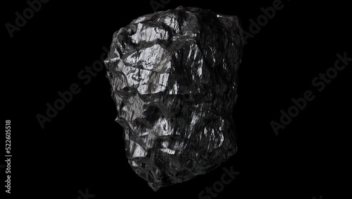 Realistic looping 3D animation of the piece of graphite demonstration rendered in UHD with alpha matte