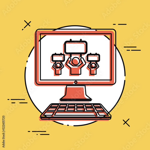 Manifestation of demonstrators or sport supporters - Vector icon for computer website or application