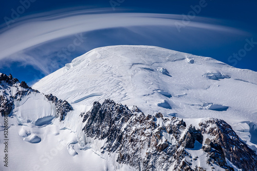 Mont Blanc Massif ice cap in Haute Savoie, Chamonix, French Alps