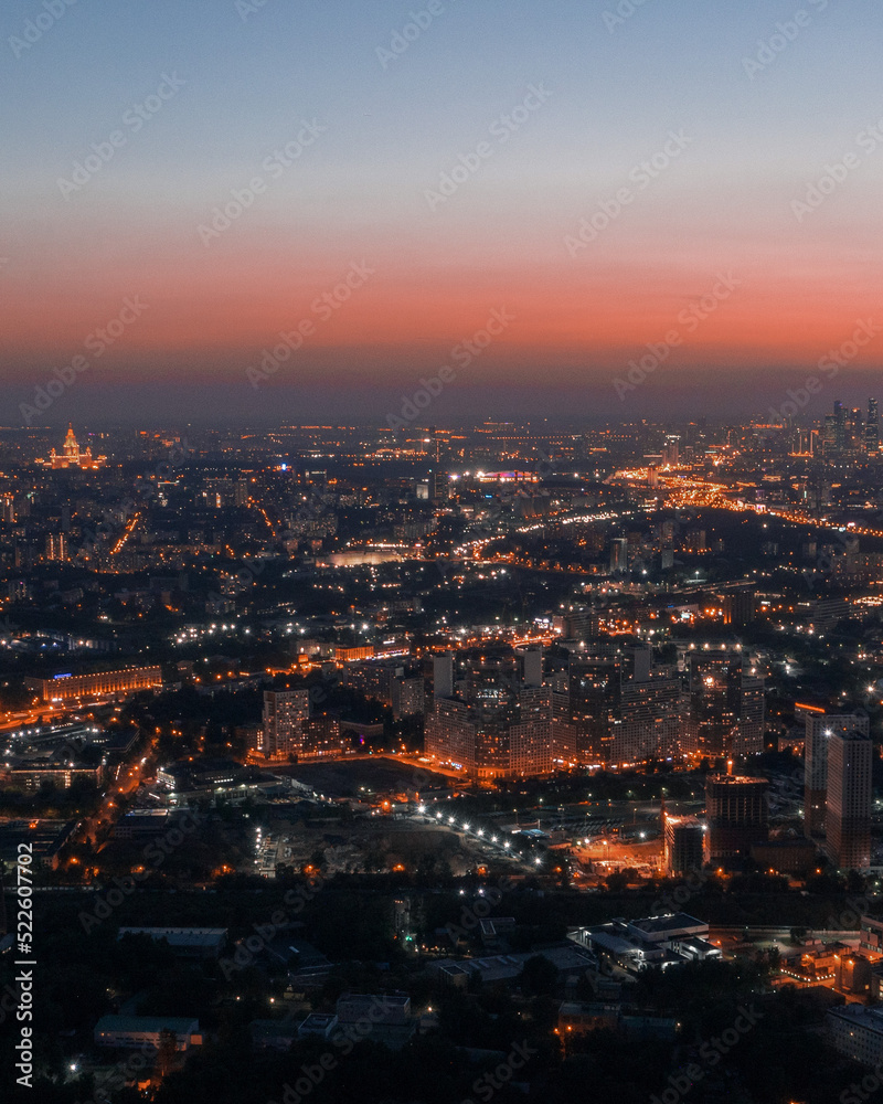Obraz premium Panoramic view of Moscow from a bird's eye view taken on a drone
