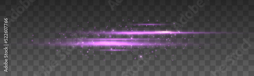 Purple neon lines, light effect, violet ray flash