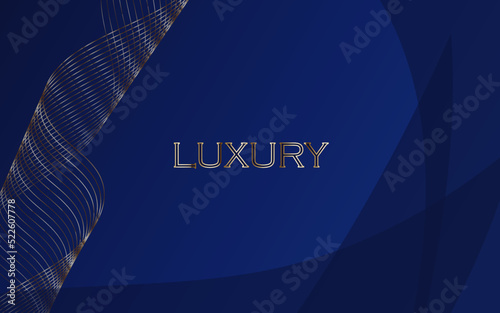 Blue gradient background with golden lines, star award. Vector glowing effect. An invitation to an anniversary party, a poster, an advertisement, a banner, a bright decoration.