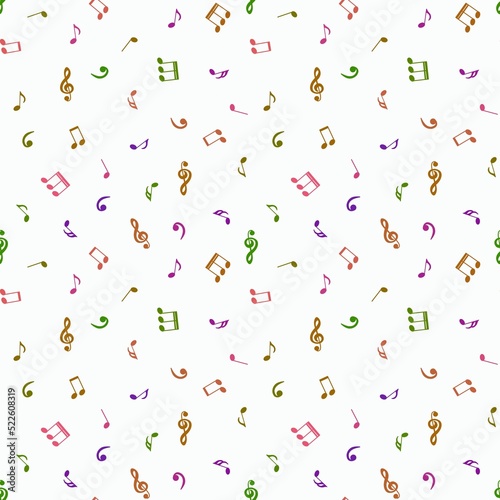 Abstract sign symbols seamless music notes pattern for wrapping and kids fabrics and clothes print and study notebooks © Tetiana