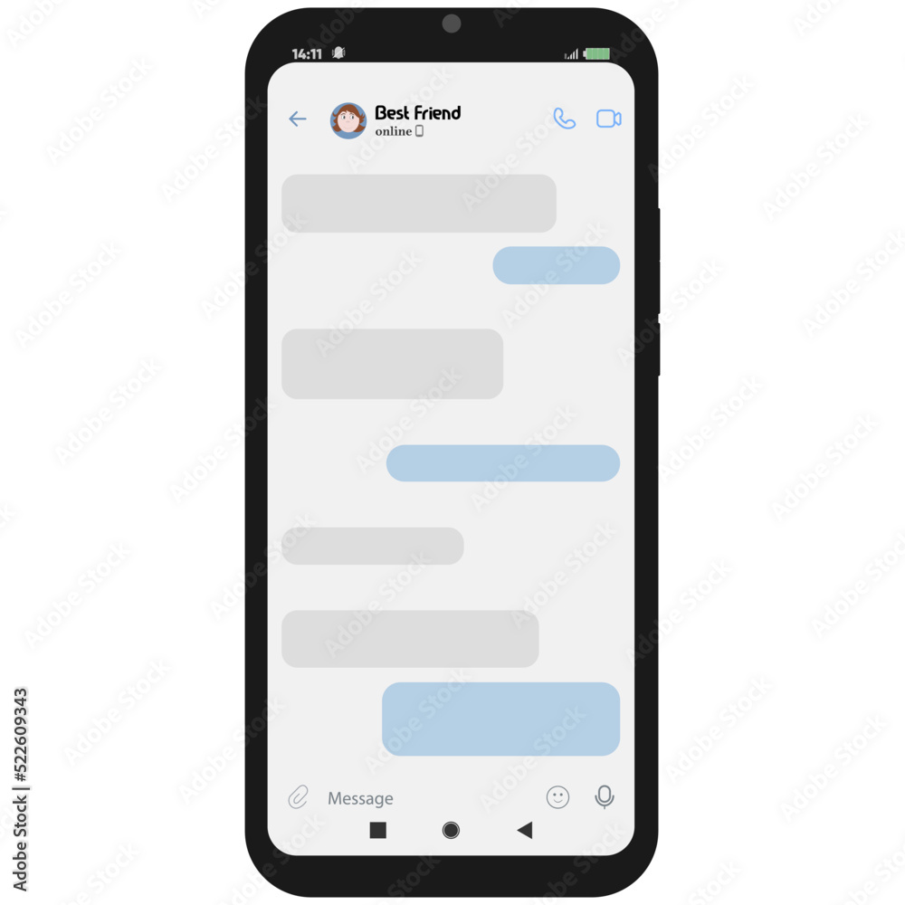 Общение с друзьями в социальных сетях на экране смартфона. Переписка с лучшим другом. Векторная иллюстрация. Общение с друзьями в социальных сетях на экране смартфона. Переписка с лучшим другом. Векторная иллюстрация.
