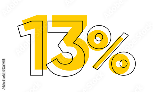 13 percent sale vector, thirteen percent  typography vector illustration