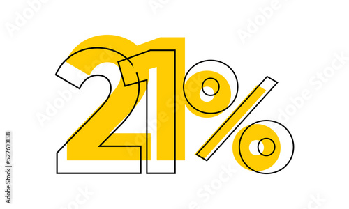 21 percent sale vector, twenty one percent  typography vector illustration