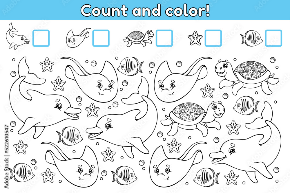 Educational counting math game for kids count how many object and