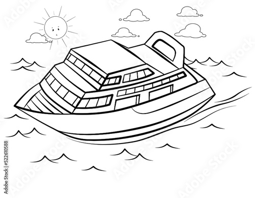 Cartoon motorboat for coloring page.	
