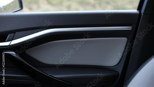 Wallpaper Mural Car door handle from the inside. Door card door trim in black color Torontodigital.ca