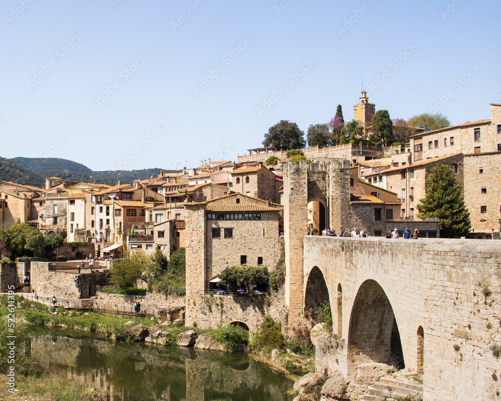 Old buildings and a bridge in a Spanish village.