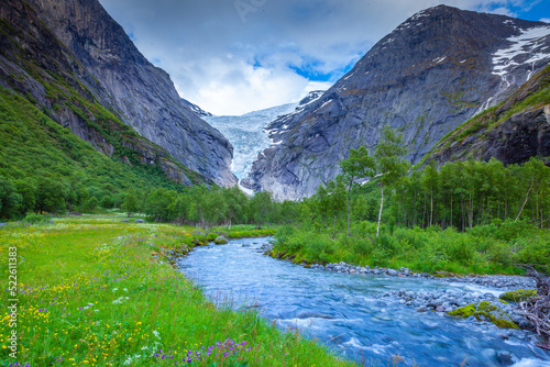 Briksdalsbreen arm of Jostedalsbreen glacier in Norway, Scandinavia photo