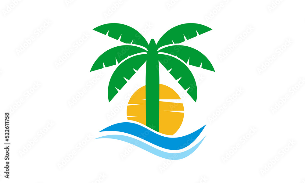beach palm vector logo