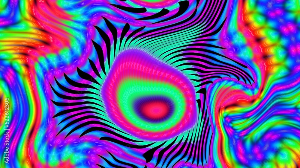 3D kaleidoscope mandala abstract background of trippy art psychedelic ...
