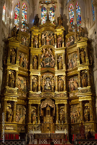 Interior cathedral of Burgos, Castilla, Spain, details of architecture, sculpture and altarpieces.