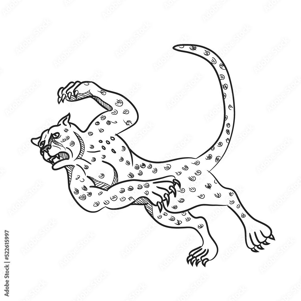 Obraz premium Cheetah Falling Down Cartoon