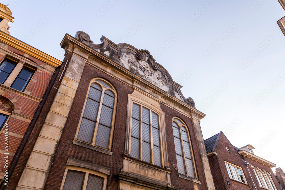 Fototapeta premium Street view and traditional Dutch buildings in the historic center of Utrecht, Netherlands