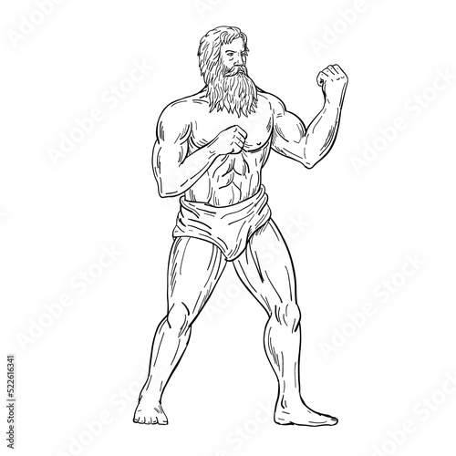  Bearded Boxer Fighting Stance Drawing Black and White