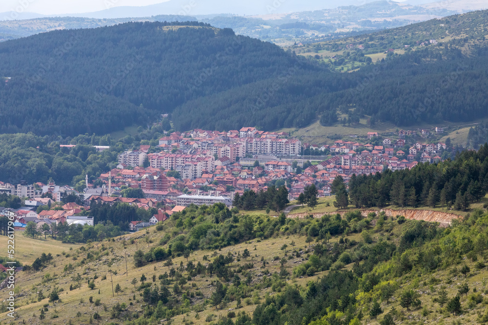 Panorama of Pljevlja city, town and citi municipality in Northern Montenegro