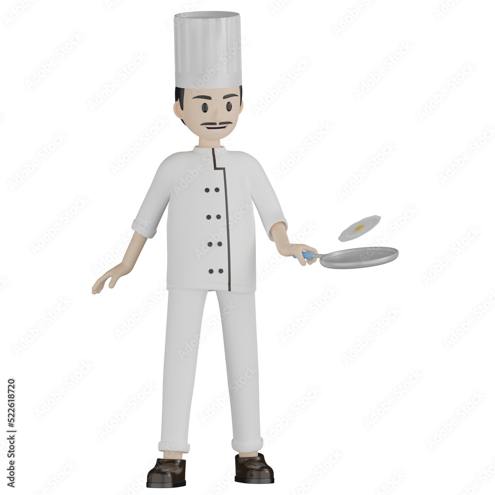 3d chef with tray 3d chef with tray