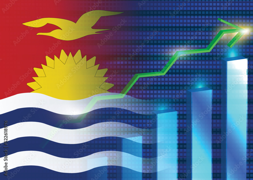 Economic growth in Kiribati.Kiribati's stock market.Kiribati flag with
