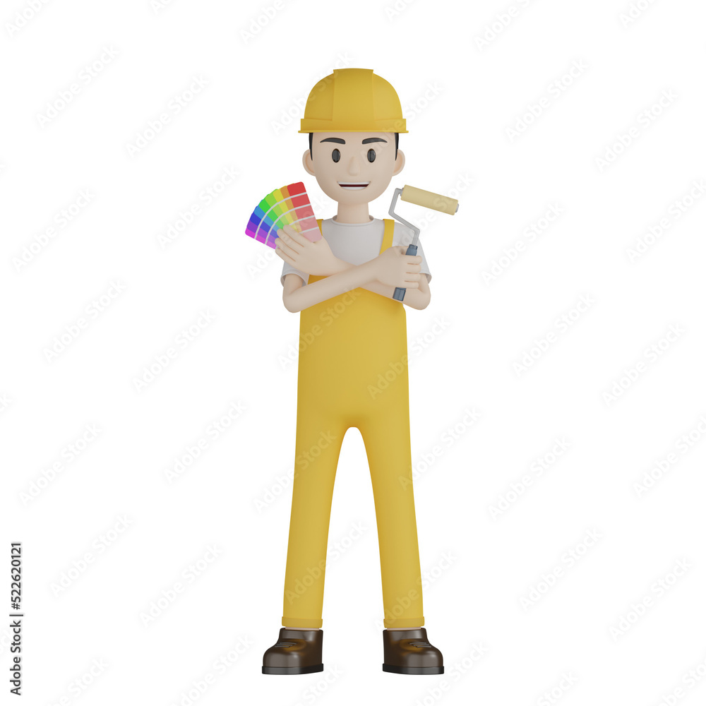 3d builder with hammer and roller