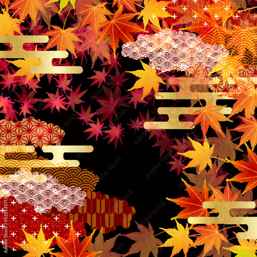 紅葉 秋 和柄 背景 Bestsellers Obrazy Na Plotnie