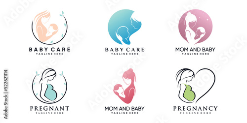 Set pregnant logo design with creative element Premium Vector part 1