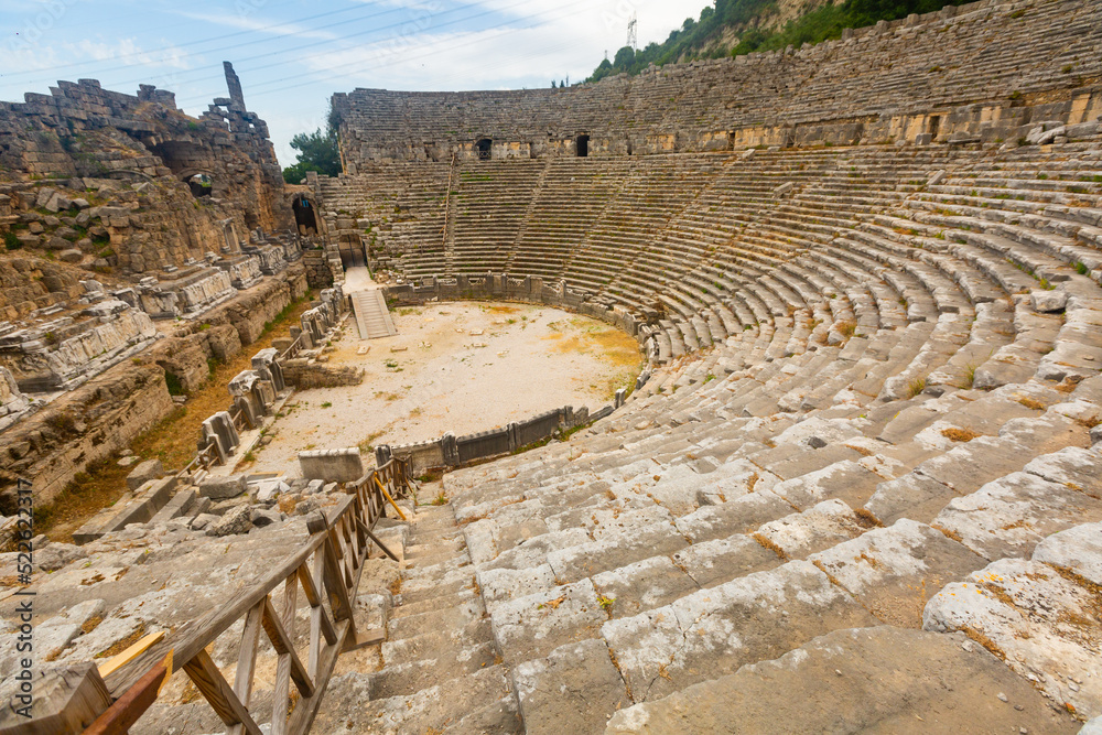 Ruins of the ancient Lycian city Perge. Amphitheater still standing