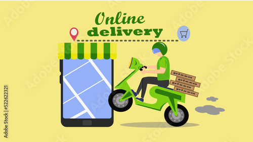 pizza delivery, on a scooter