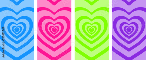 Heart Geometric Hypnosis Abstract Backgrounds. Lovely Vibes Posters Design.y2k Illustration.